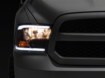SQ Series Headlights with Sequential Turn Signals; Black Housing; Clear Lens (09-18 RAM 1500 w/ Factory Halogen Non-Projector Headlights)