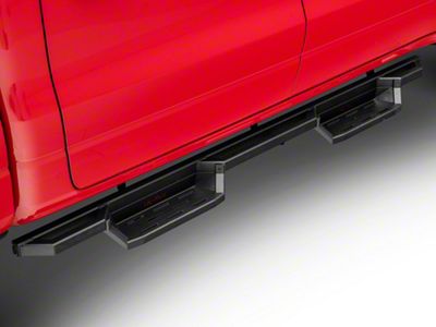Square Tube Drop Style Nerf Side Step Bars; Matte Black (19-25 RAM 1500 Crew Cab)