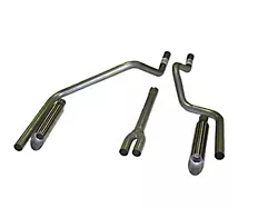 Stainless Deep-Tone Dual Exhaust System with Stainless Angle Tips; Rear Exit (02-05 4.7L RAM 1500)
