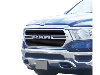 Stainless Steel Billet Upper Grille Overlay; Black (19-24 RAM 1500 Tradesman)
