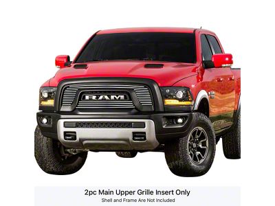 Stainless Steel Billet Upper Grille Overlay; Polished (15-18 RAM 1500 Rebel)
