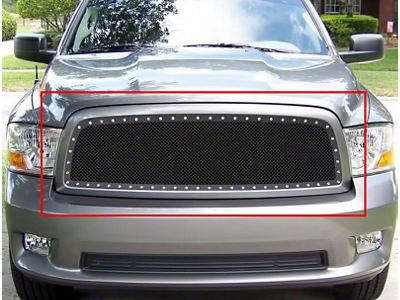 Stainless Steel Rivet Upper Grille Insert; Black (09-12 RAM 1500)