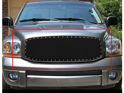 Stainless Steel Rivet Upper Grille Insert; Black (06-08 RAM 1500)