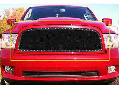 Stainless Steel Rivet Upper Grille Overlay; Black (09-12 RAM 1500)