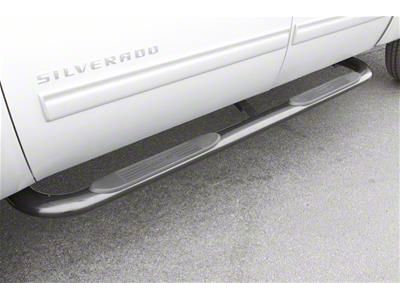 4-Inch Oval Bent Nerf Side Step Bars; Polished Stainless (02-08 RAM 1500 Quad Cab)