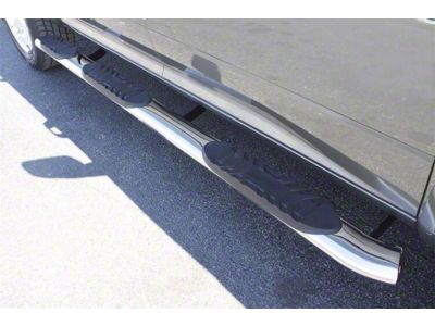 5-Inch Oval Wheel-To-Wheel Nerf Side Step Bars; Polished Stainless (09-18 RAM 1500 Crew Cab w/ 5.7-Foot Box)