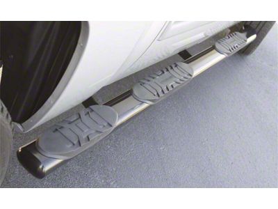 5-Inch Oval Wheel-To-Wheel Nerf Side Step Bars; Polished Stainless (19-25 RAM 1500 Crew Cab w/ 5.7-Foot Box)