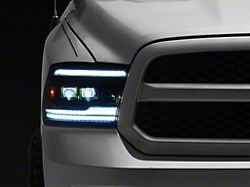 Switchback Sequential Full LED Projector Headlights; Matte Black Housing; Smoked Lens (09-18 RAM 1500 w/ Factory Halogen Headlights)