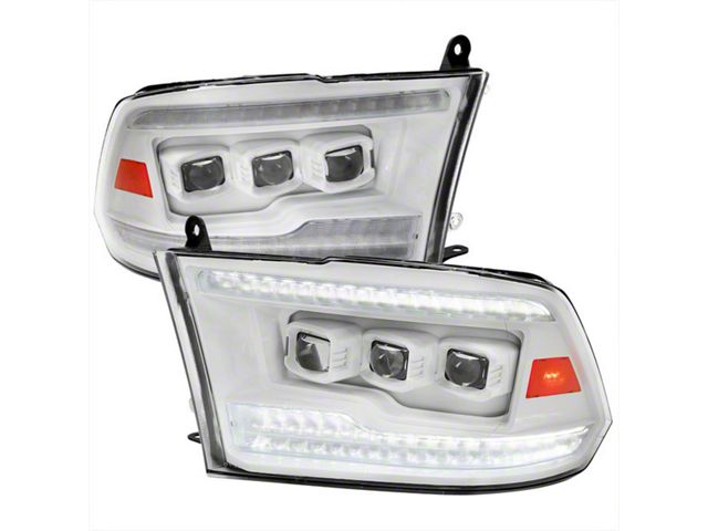 Switchback Sequential Full LED Projector Hedlights; White Housing; Clear Lens (09-18 RAM 1500 w/ Factory Halogen Headlights)