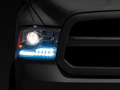 Switchback Sequential LED Bar Projector Headlights; Chrome Housing; Clear Lens (09-18 RAM 1500 w/ Factory Halogen Non-Projector Headlights)