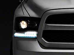 Switchback Sequential LED Bar Projector Headlights; Jet Black Housing; Clear Lens (09-18 RAM 1500 w/ Factory Halogen Non-Projector Headlights)