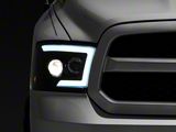 Switchback Sequential LED C-Bar Projector Headlights; Matte Black Housing; Smoked Lens (09-18 RAM 1500 w/ Factory Halogen Non-Projector Headlights)