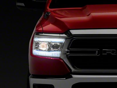 Switchback Sequential LED Turn Signal Projector Headlights; Chrome Housing; Clear Lens (19-24 RAM 1500 w/ Factory Halogen Headlights)