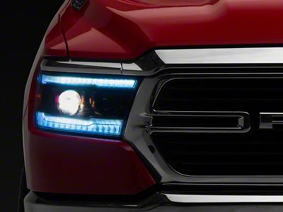 Switchback Sequential LED Turn Signal Projector Headlights; Matte Black Housing; Clear Lens (19-24 RAM 1500 w/ Factory Halogen Headlights)