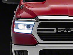Switchback Sequential LED Turn Signal Projector Headlights; White Housing; Clear Lens (19-23 RAM 1500 w/ Factory Halogen Headlights)