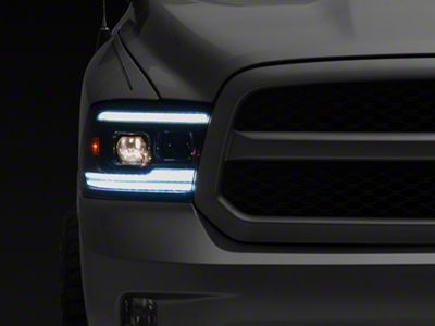 Switchback Sequential Projector Headlights; Matte Black Housing; Clear Lens (09-18 RAM 1500 w/ Factory Halogen Headlights)