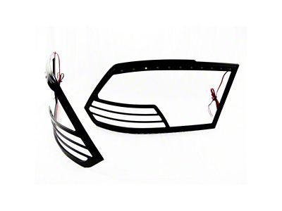 Tail Light Bezels with Red LED Brake and Running Lights; Black (09-14 RAM 1500)