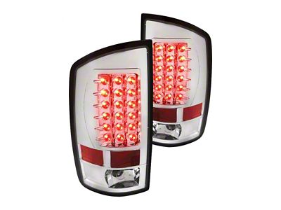 LED Tail Lights; Chrome Housing; Clear Lens (07-08 RAM 1500)