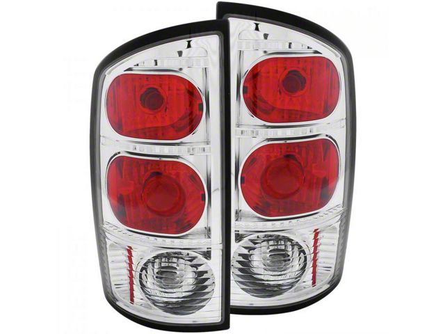 Tail Lights; Chrome Housing; Red/Clear Lens (02-05 RAM 1500)