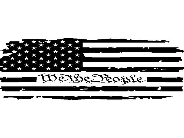 Tailgate Tattered We The People Flag Decal; Gloss Black (02-24 RAM 1500)