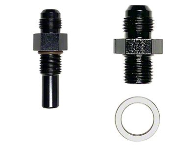 Transmission Adapter for 4L80E Transmission Line; -6AN x 1/4-Inch NPS; Black