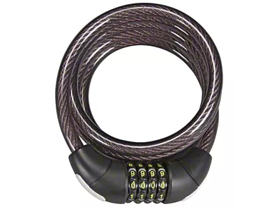 TRIMAFLEX Coiled Cable Lock with Resettable Combo Lock and Quick Release Bracket; 6-Foot x 12mm