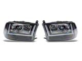 U-Shaped LED DRL Sequential Headlights with Clear Corners; Black Housing; Clear Lens (09-18 RAM 1500 w/ Factory Halogen Dual or Quad Headlights)