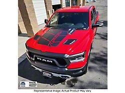 V2 Center Hood Graphics; Gloss Black (19-25 RAM 1500 Rebel)
