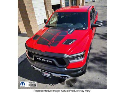V2 Center Hood Graphics; Gloss Black (19-25 RAM 1500 Rebel)