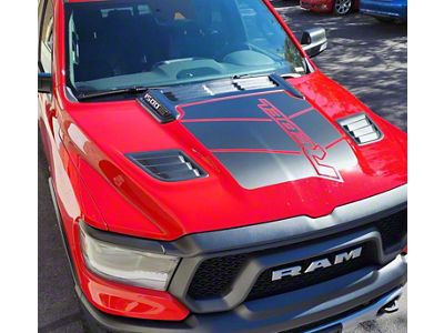 V2 Center Hood Graphics; Matte Black (19-25 RAM 1500 Rebel)