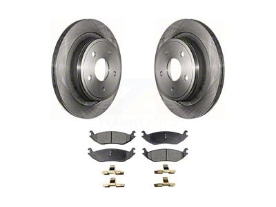 Vented 5-Lug Brake Rotor and Ceramic Pad Kit; Rear (06-18 RAM 1500, Excluding SRT-10 & Mega Cab)
