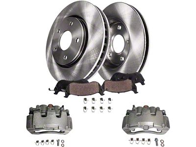 Vented 5-Lug Brake Rotor, Pad and Caliper Kit; Front (09-18 RAM 1500)