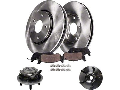 Vented 5-Lug Brake Rotor, Pad and Wheel Hub Assemblies; Front (09-11 RAM 1500)