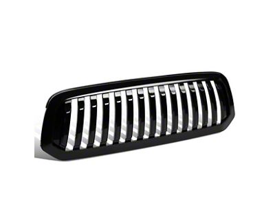 Vertical Fence Style Upper Replacement Grille; Gloss Black (13-18 RAM 1500, Excluding Rebel)