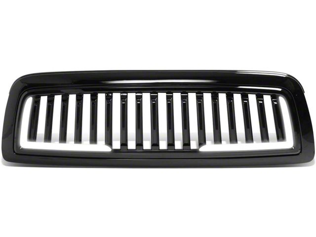 Vertical Fence Style Upper Replacement Grille with LED DRL; Black (09-12 RAM 1500)
