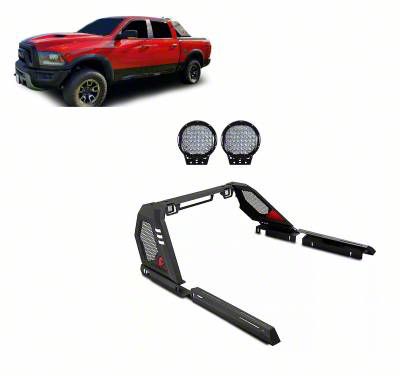 RAM 1500 Vigor Roll Bar with LED Cube Lights; Black (09-25