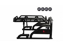 Warrior Roll Bar with 5.30-Inch Black Round Flood LED Lights; Black (94-26 RAM 1500 w/o RAM Box)
