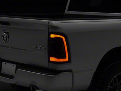 White LED Bar Tail Lights; Black Housing; Smoked Lens (09-18 RAM 1500 w/ Factory Halogen Tail Lights)