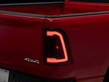 White LED Bar Tail Lights; Gloss Black Housing; Red Smoked Lens (19-24 RAM 1500 w/ Factory Halogen Tail Lights)