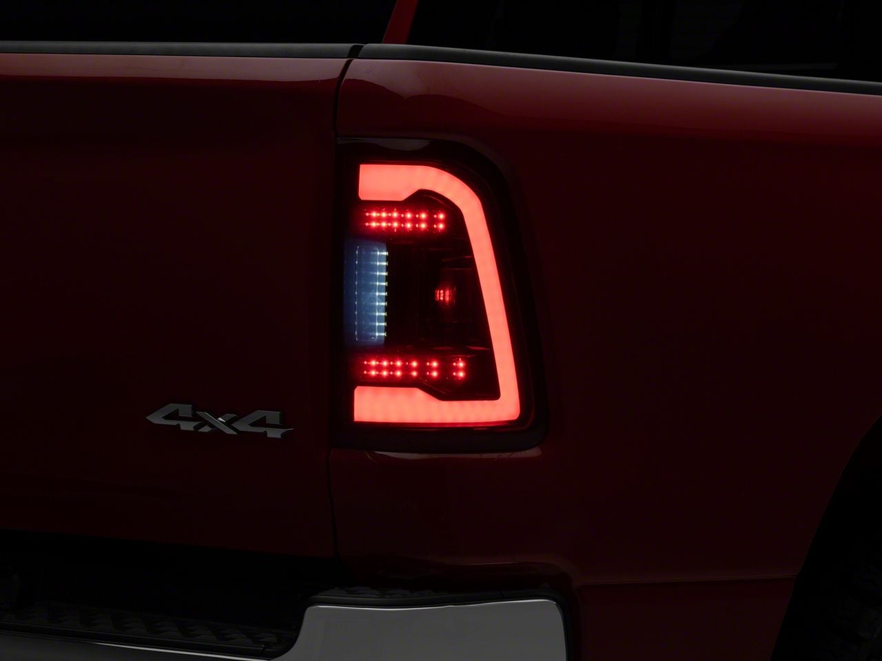 Ram Rampage Rear Lights RAM 1500 White LED Bar Tail Lights; Gloss Black Housing; Smoked Lens ...