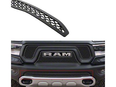 Wire Mesh Lower Bumper Grille Overlay; Black (19-24 RAM 1500 Rebel & TRX w/o Front Parking Sensors)