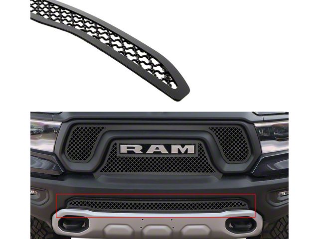 Wire Mesh Lower Bumper Grille Overlay; Black (19-24 RAM 1500 Rebel & TRX w/o Front Parking Sensors)