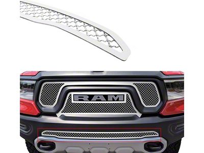 Wire Mesh Lower Bumper Grille Overlay; Polished (19-24 RAM 1500 Rebel & TRX w/o Front Parking Sensors)