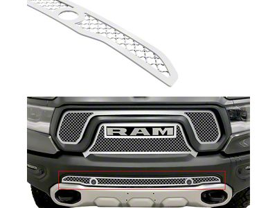 Wire Mesh Lower Bumper Grille Overlay; Polished (19-24 RAM 1500 Rebel & TRX w/ Front Parking Sensors)