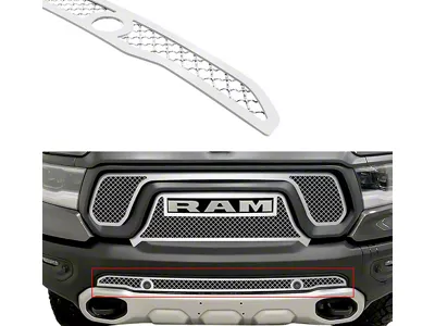 Wire Mesh Lower Bumper Grille Overlay; Polished (19-24 RAM 1500 Rebel & TRX w/ Front Parking Sensors)