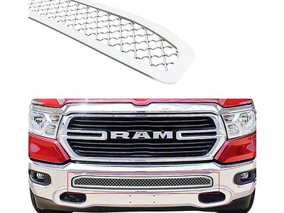 Wire Mesh Lower Grille Insert; Chrome (19-24 RAM 1500 w/o Front Parking Sensors, Excluding Rebel & TRX)