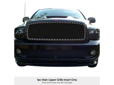 Wire Mesh Rivet Style Upper Overlay Grille; Black (02-05 RAM 1500)