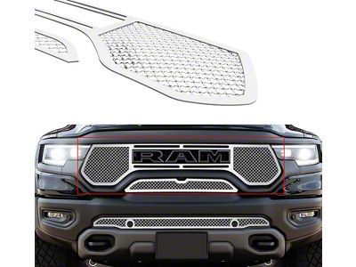 Wire Mesh Upper Grille Insert; Polished (21-24 RAM 1500 TRX)