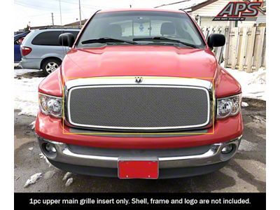 Wire Mesh Upper Overlay Grille; Polished (02-05 RAM 1500)