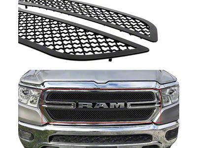 Wire Mesh Upper Overlay Grilles; Black (19-24 RAM 1500 Tradesman)